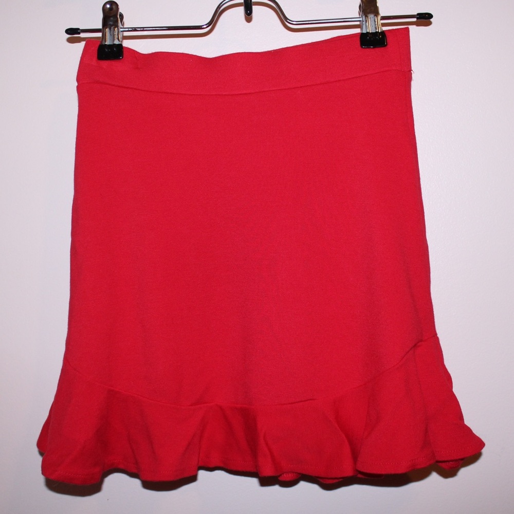 Red ruffle skirt